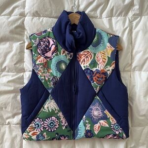 Anthropologie Daily Practice patchwork floral puffy vest, M